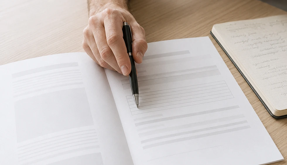 Unterschrift auf Dokument in Nahaufnahme