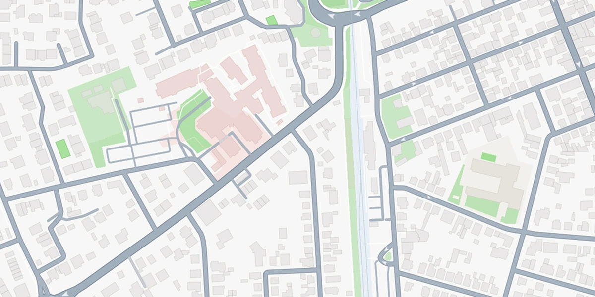 Karte mit Straßen und Wegen